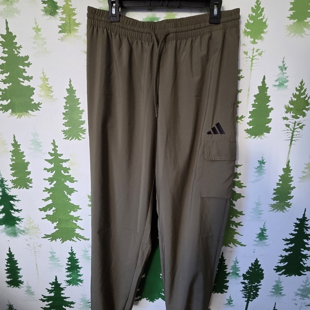 Adidas Men's Olive Green Lightweight Pants